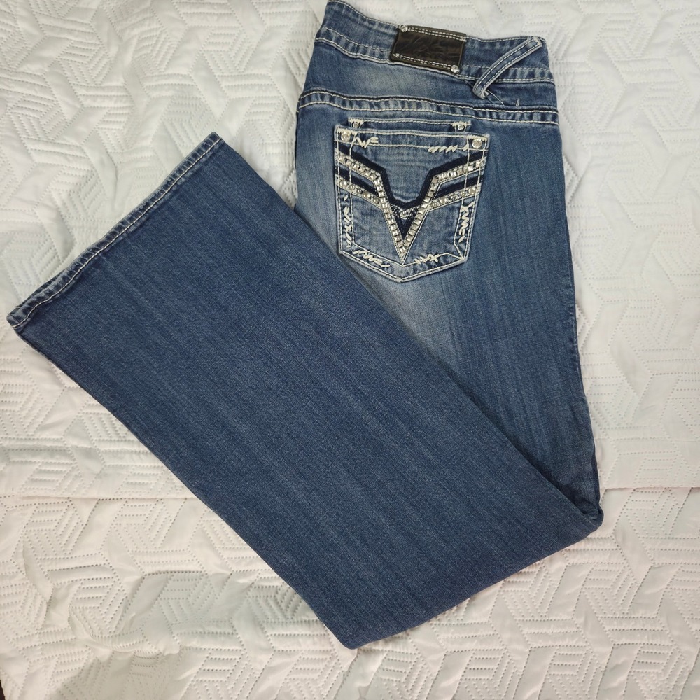 Vigoss The Dublin Boot Cut Y2K Jeans Womens 18 Blue Embellished Studs 33L Stitch